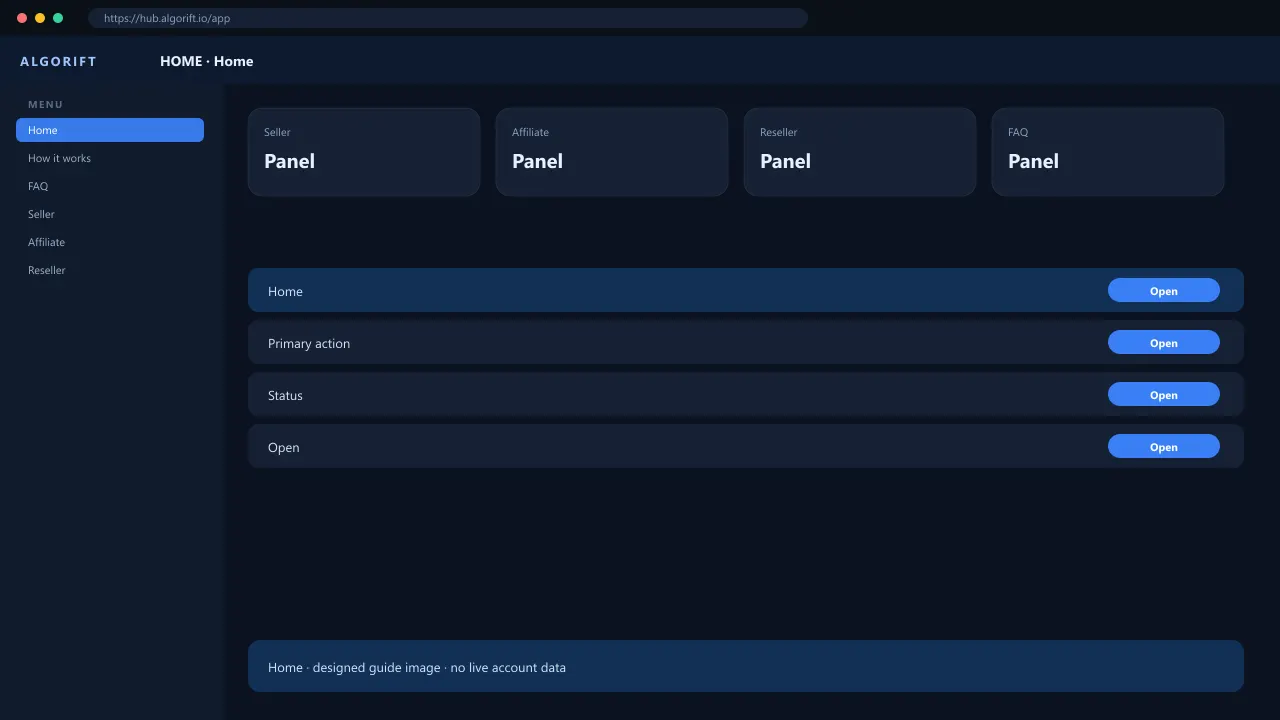 Home in the AlgoRift Hub panel