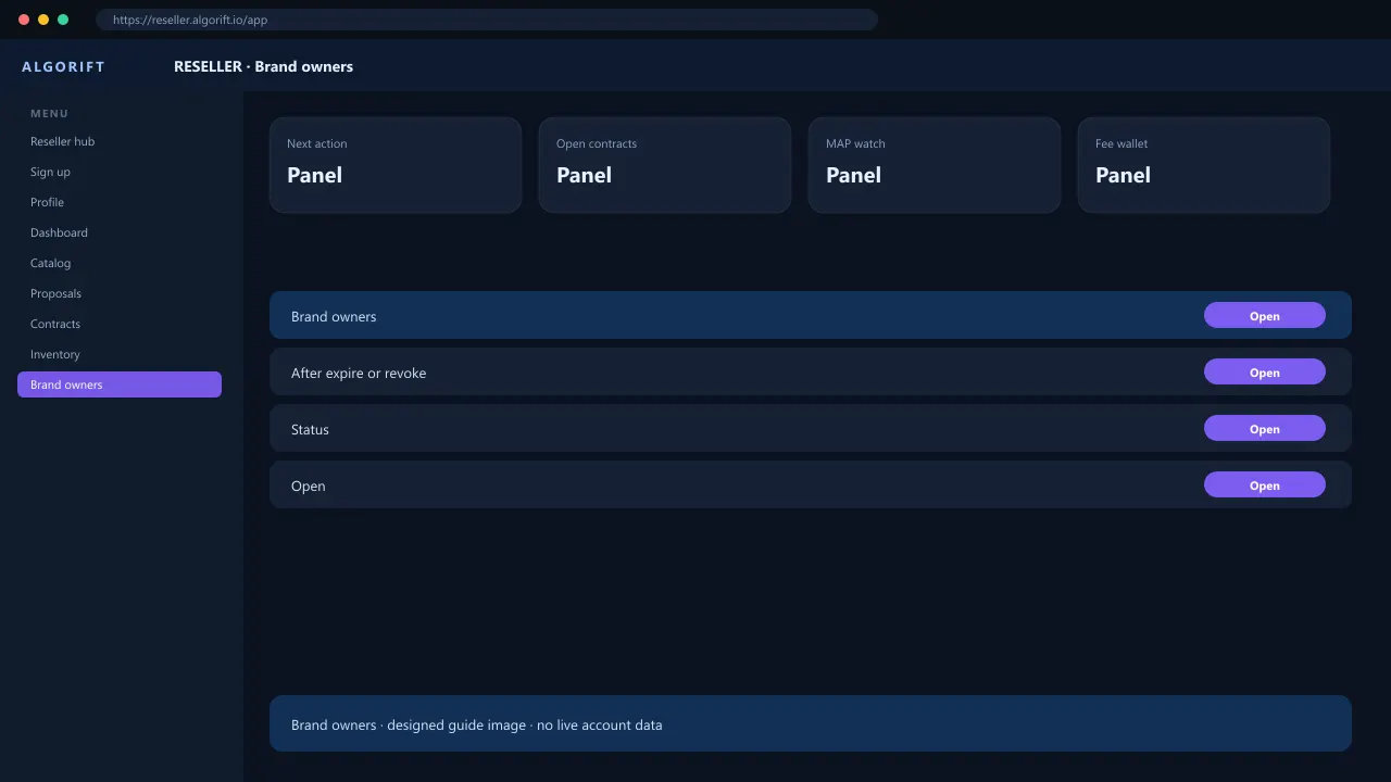 Brand owners in the AlgoRift reseller panel