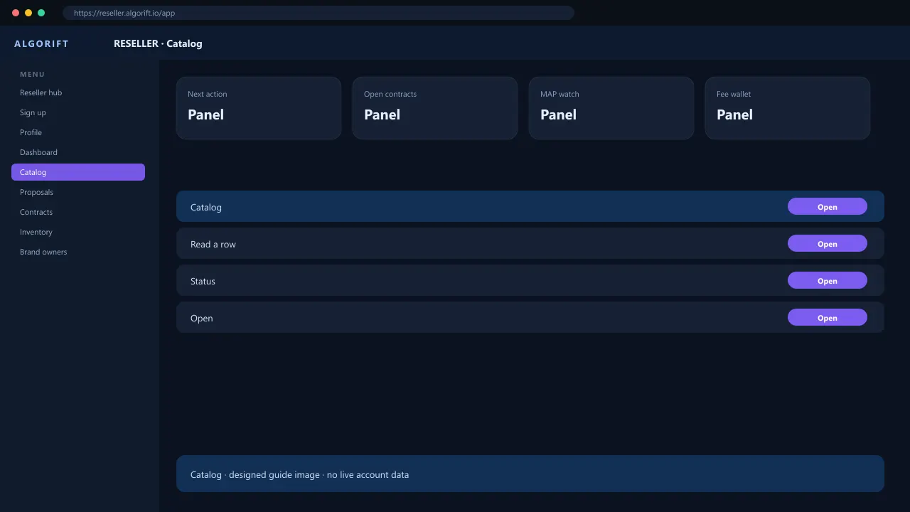 Catalog in the AlgoRift reseller panel