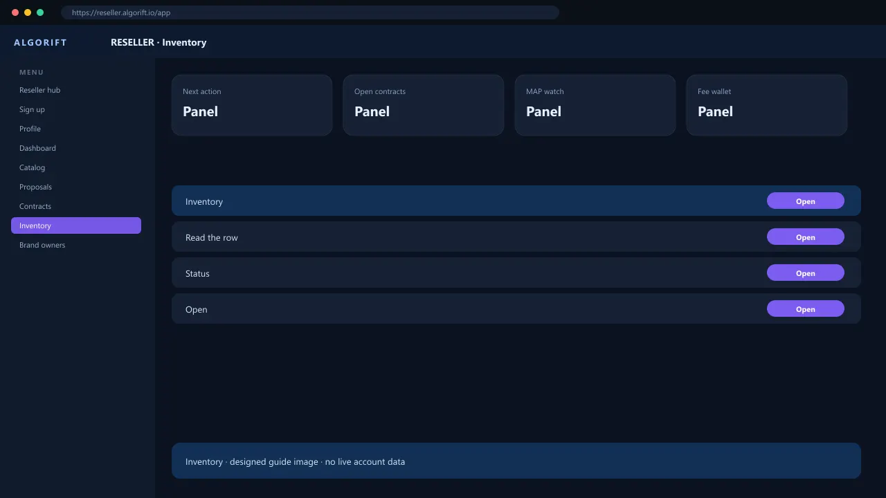 Inventory in the AlgoRift reseller panel