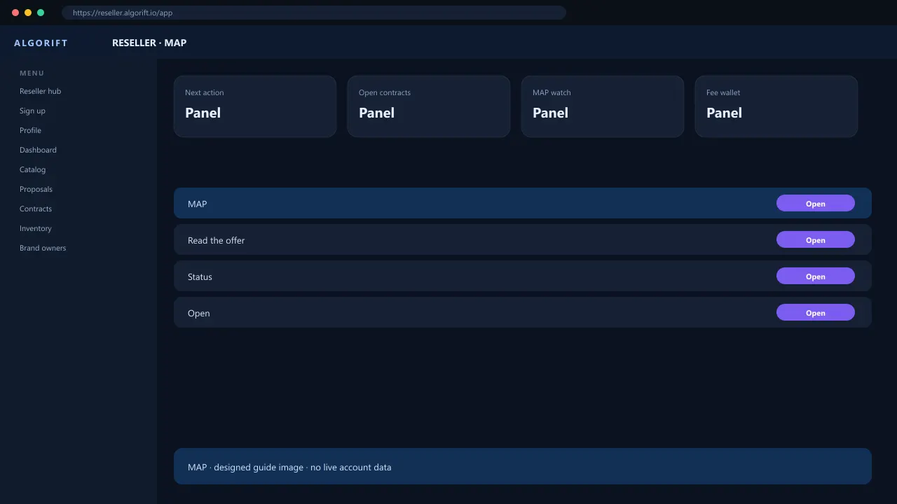 MAP in the AlgoRift reseller panel