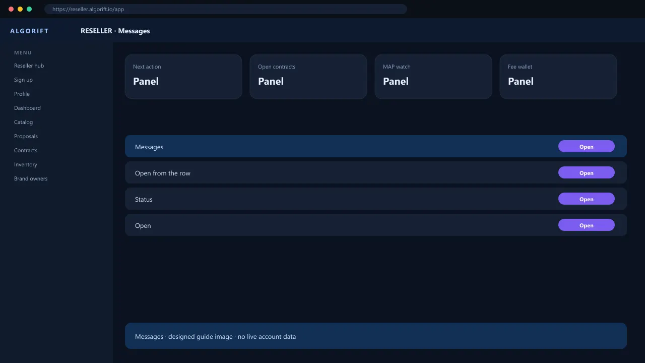 Messages in the AlgoRift reseller panel
