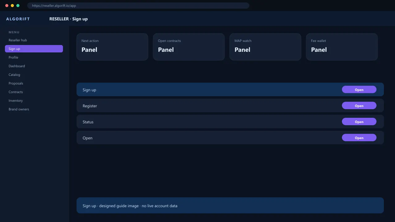 Sign up in the AlgoRift reseller panel