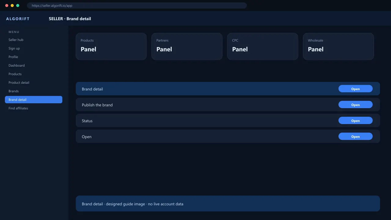 Brand detail in the AlgoRift seller panel