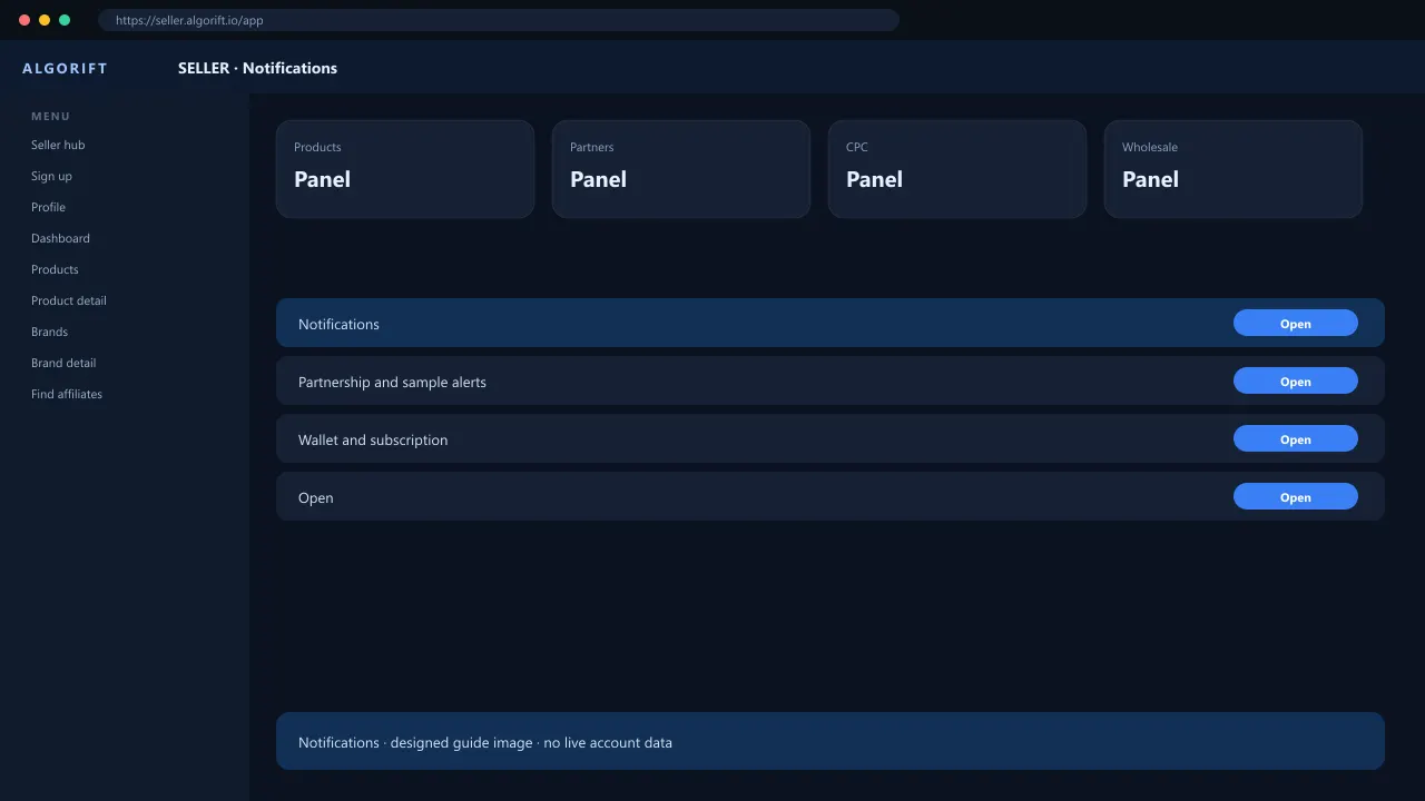 Notifications in the AlgoRift seller panel