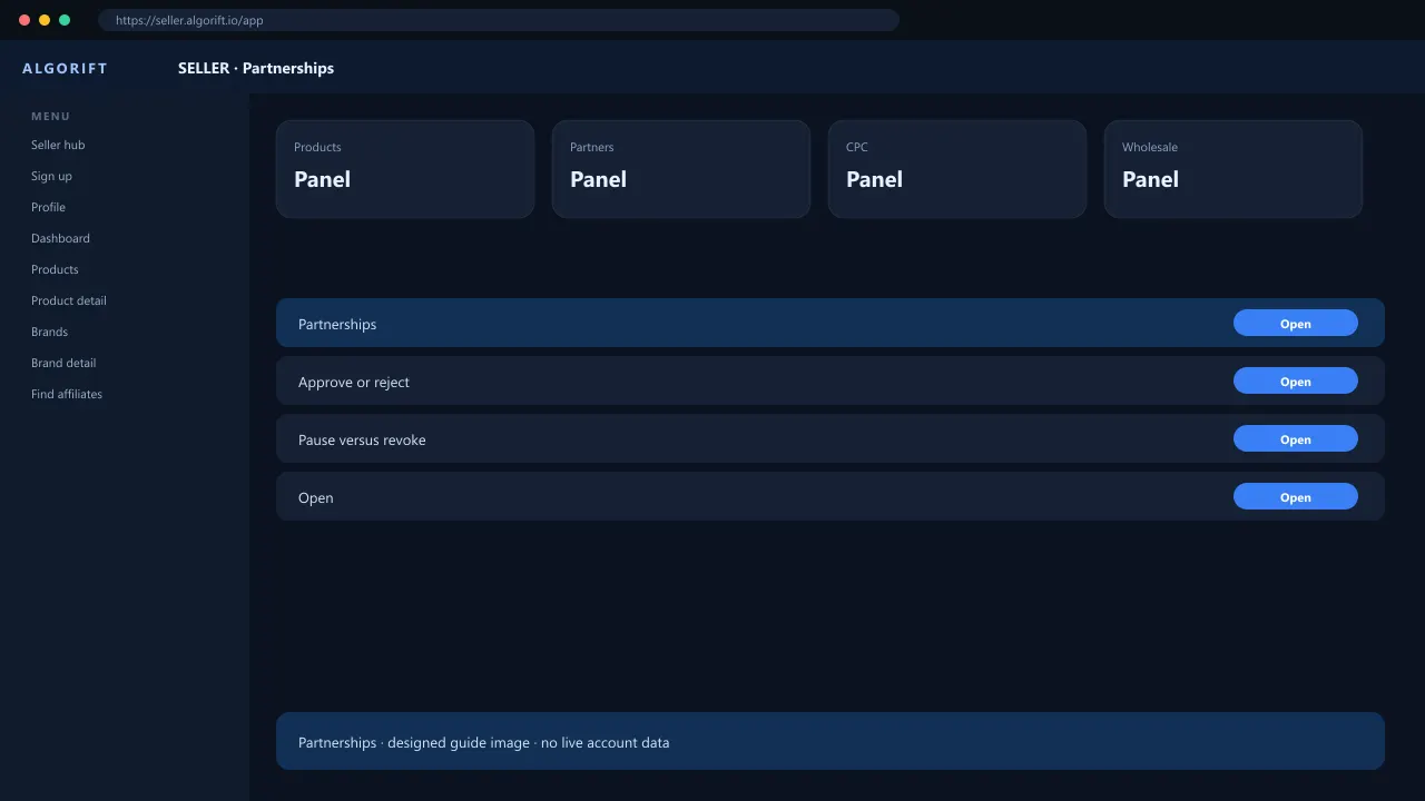 Partnerships in the AlgoRift seller panel