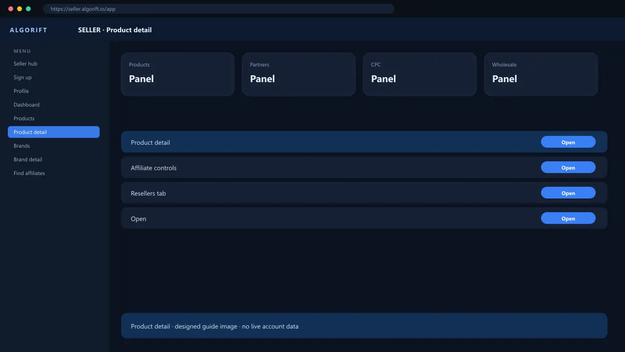 Product detail in the AlgoRift seller panel