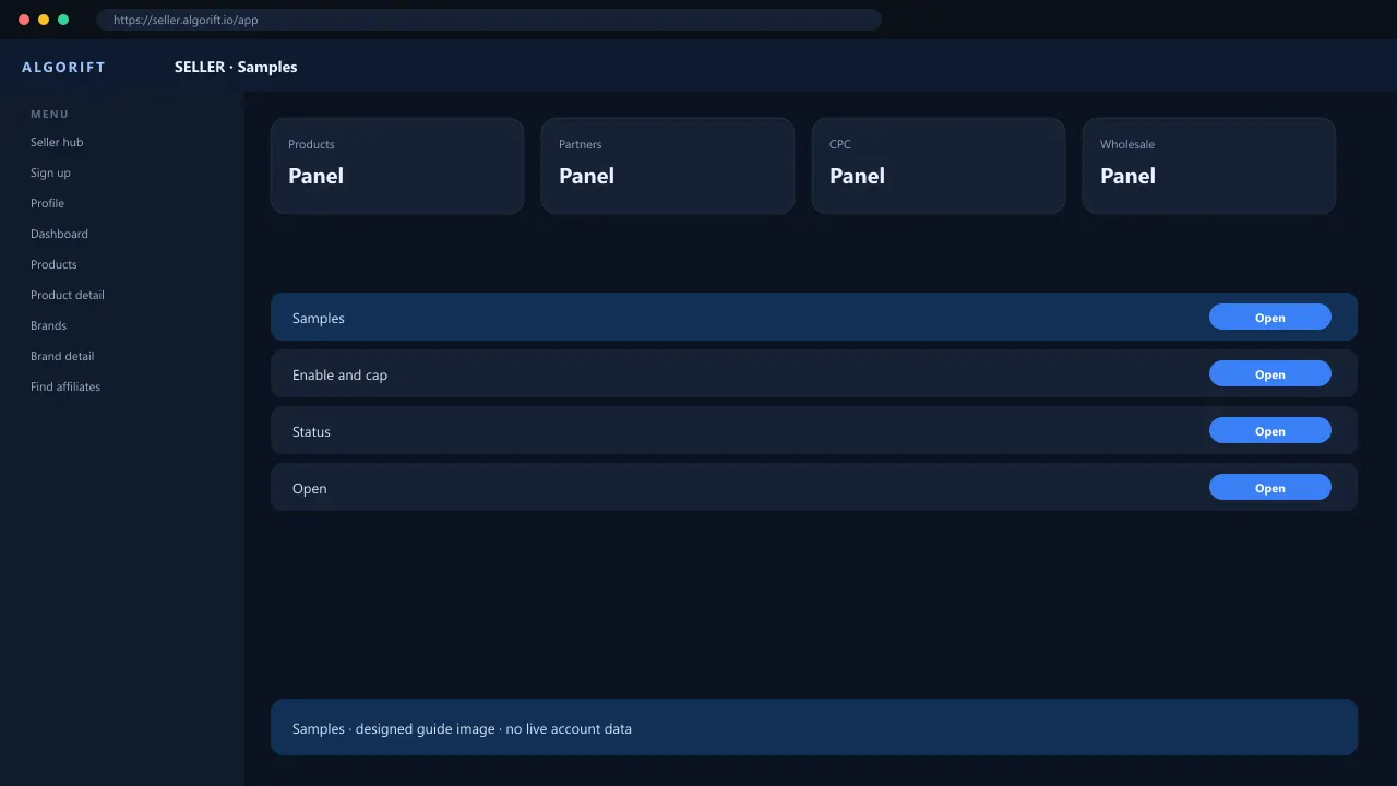 Samples in the AlgoRift seller panel